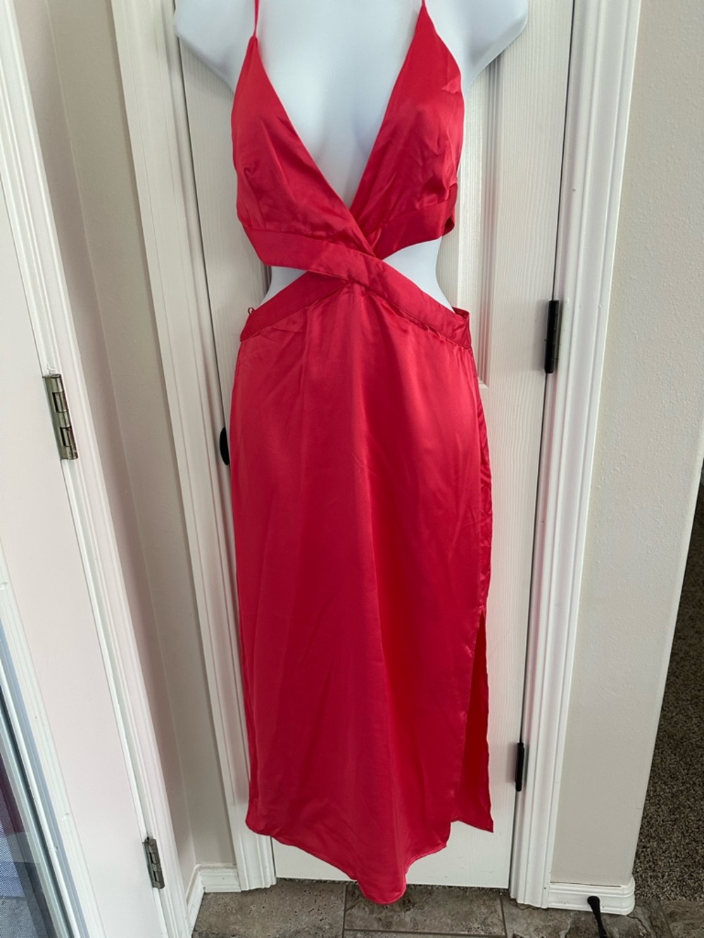 Zara pink Backless Satin Cutout Slip Dress